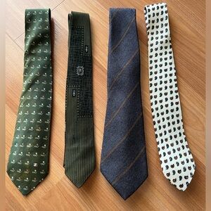 Vintage Designer Tie Lot (4) – Fendi, Etro, Diamond – With Flaws